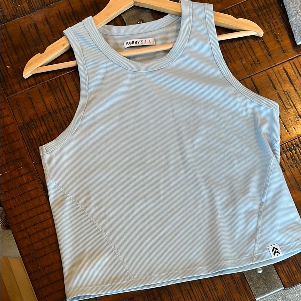 Women's Blue Ribbed Tank Top - Picture 2 of 4